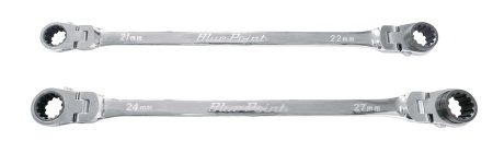 Slanke, extra lange ringratelsleutelset met flexibele kop, 2-delig (21 - 27 mm)